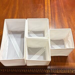 White Fabric Storage Bins Set